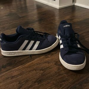 Blue Adidas with white stripes size 8 men's shoes